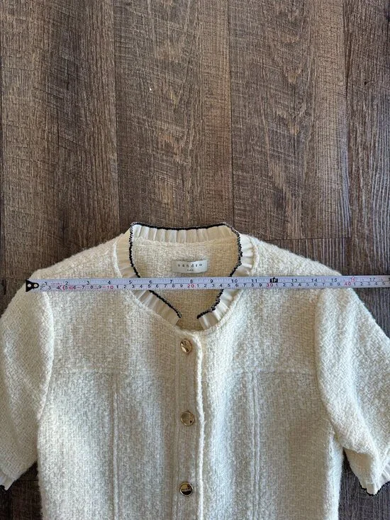 Sandro Molly Tweed Patch Pocket Minidress in Ecru - Size EU 36 - Picture 7 of 10